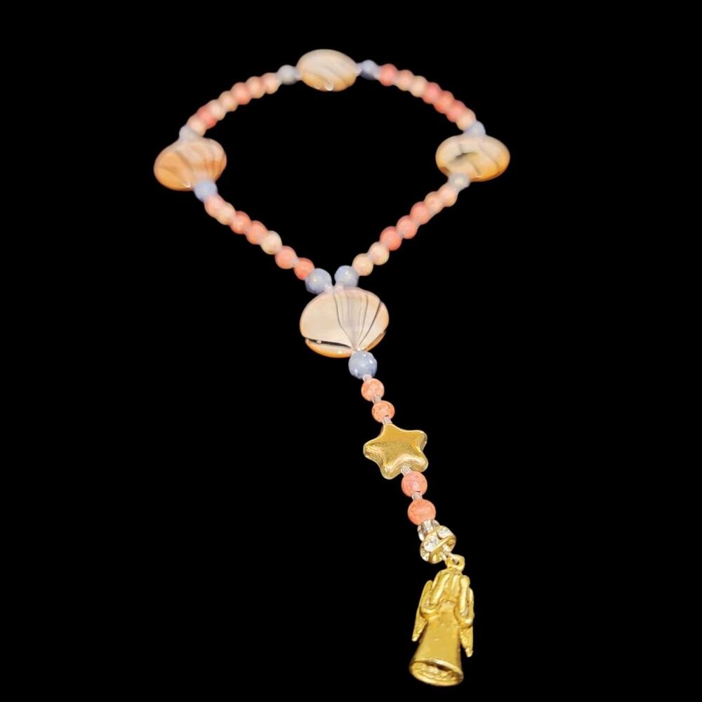 Vintage Chaplet Rosary Beads With Brass Mini Angel